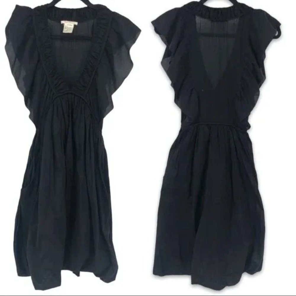 Tony Cohen Flutter Frill Sleeve Silk Blend Dress W/Pockets Size XS/2 - Picture 2 of 6